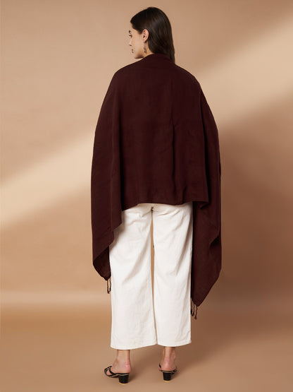 Plain Brown Woolen Stole for Women | Coffee