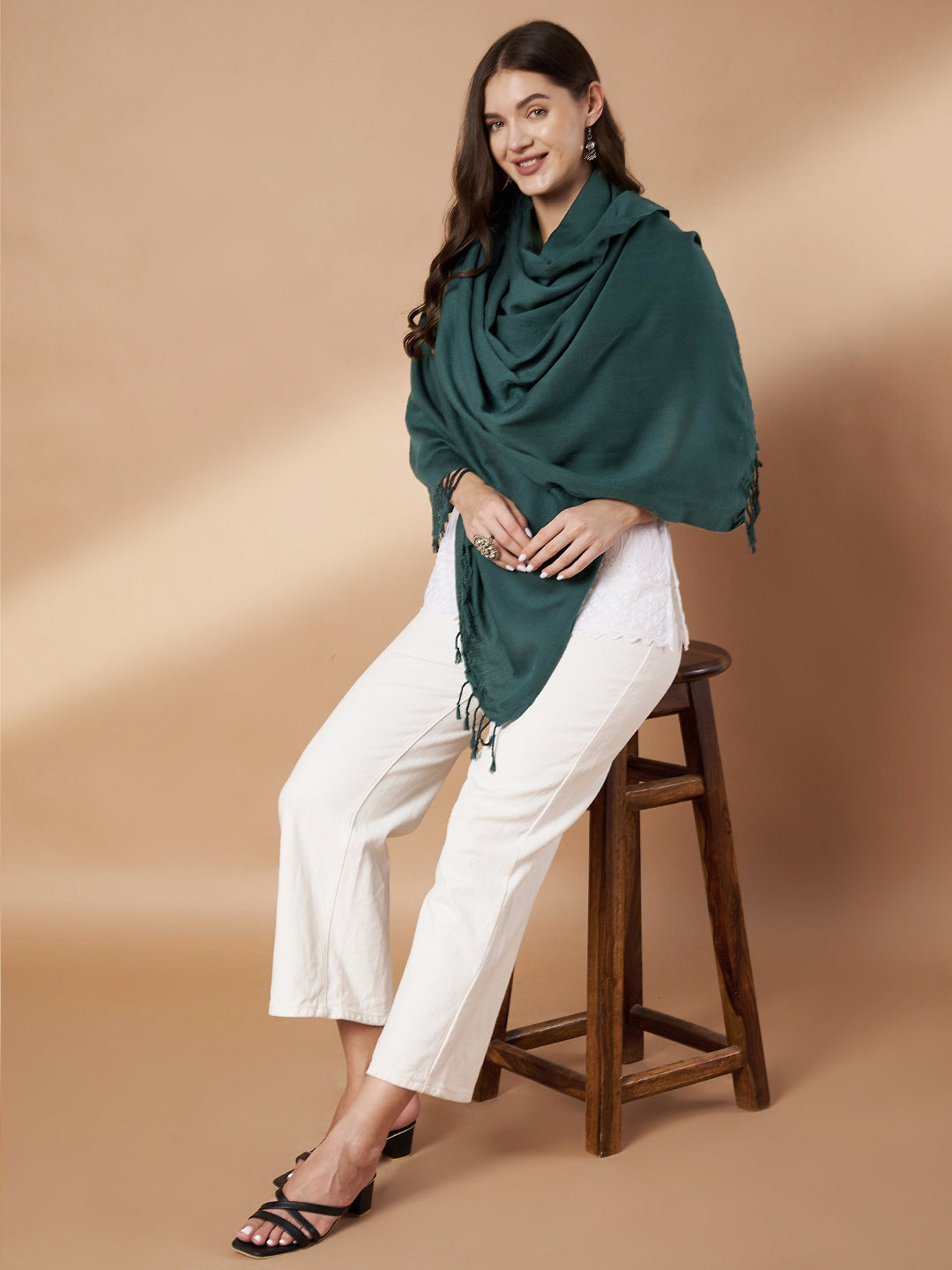 Plain Grey Woolen Stole for Women | Grey