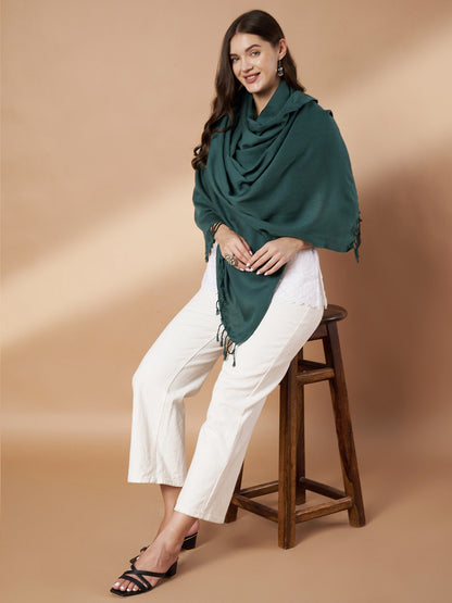 Plain Grey Woolen Stole for Women | Grey
