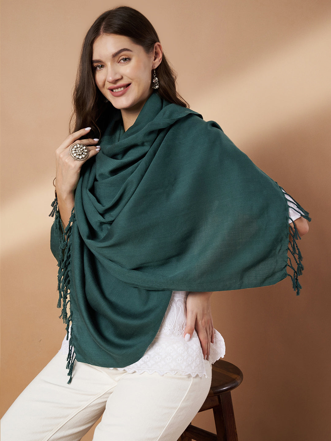 Plain Grey Woolen Stole for Women | Grey