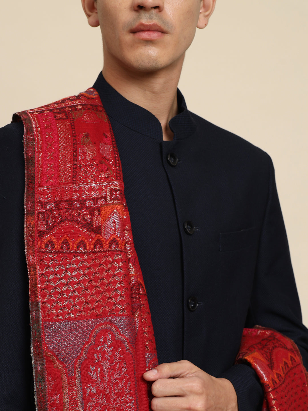 Kani Pure Wool Shawl for Men with Paisley Equisite Zari Pattern | Maroon