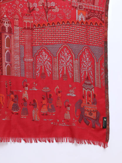 Kani Pure Wool Shawl for Men with Paisley Equisite Zari Pattern | Maroon