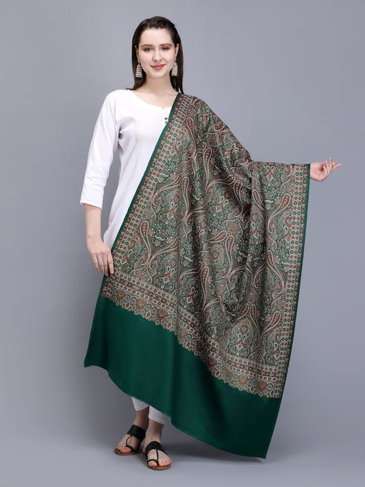 Women Jacquard Design Woven Shawl | Green