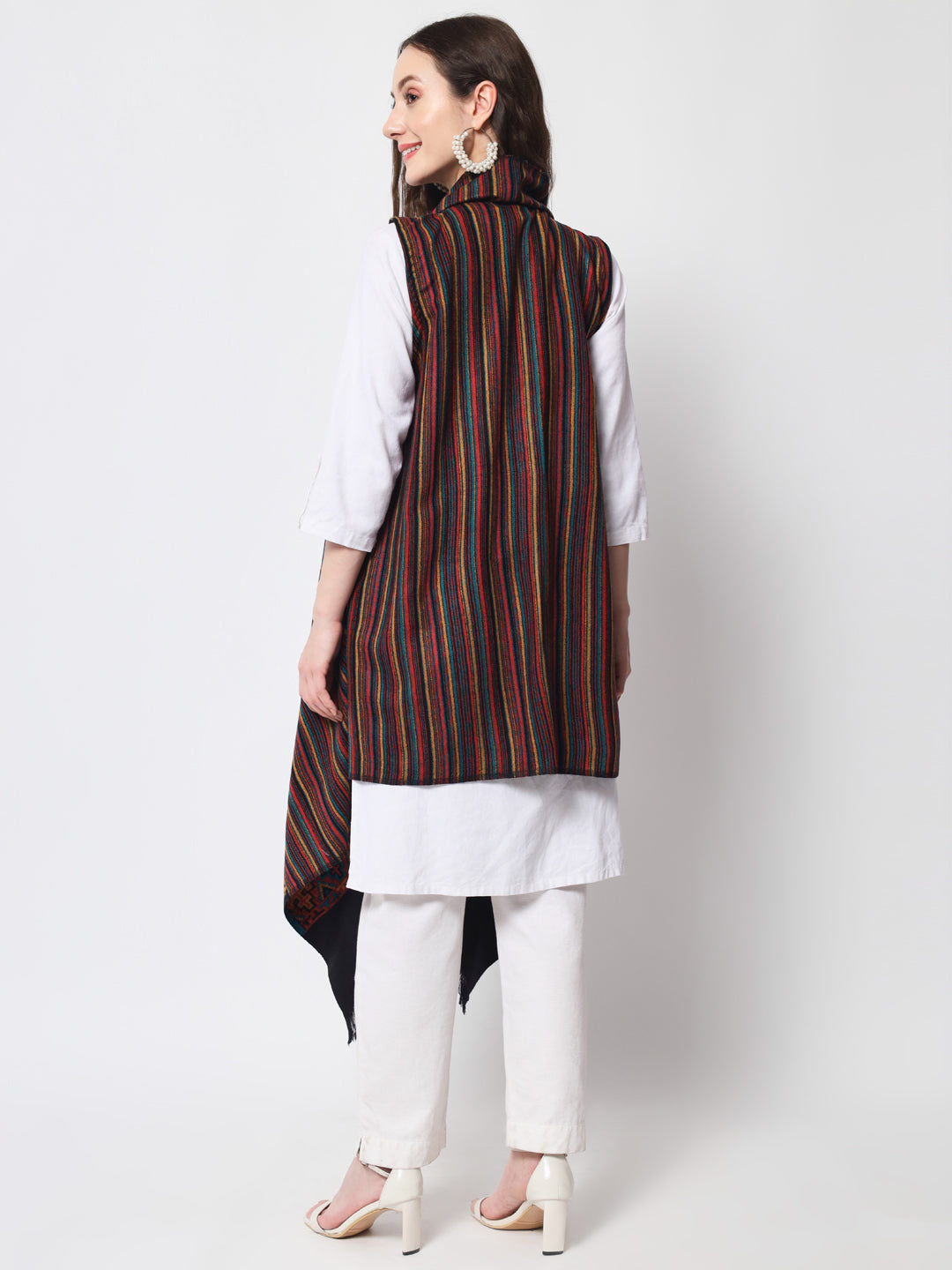 Women's Woven Cape Shrug in Himalayan Stripes | Multicolor
