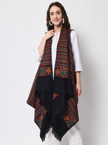 Women's Woven Cape Shrug in Himalayan Stripes | Multicolor