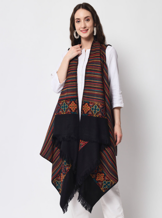 Women's Woven Cape Shrug in Himalayan Stripes | Multicolor