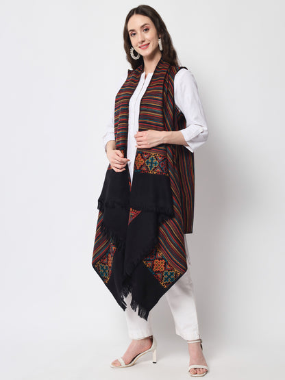 Women's Woven Cape Shrug in Himalayan Stripes | Multicolor