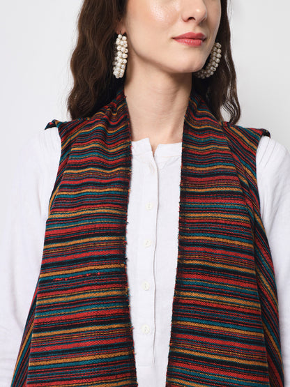 Women's Woven Cape Shrug in Himalayan Stripes | Multicolor
