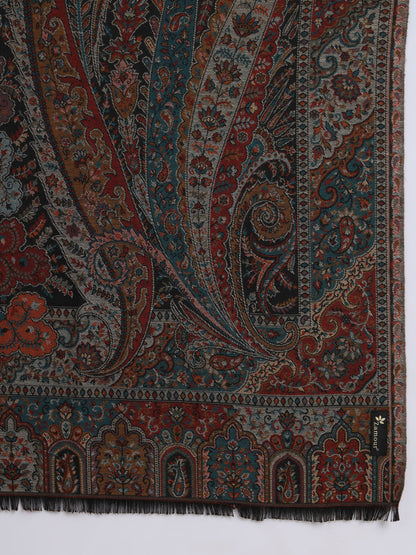 Kani Weave Woven Shawl for Men in Paisley Royal Equisite Patterns | Black