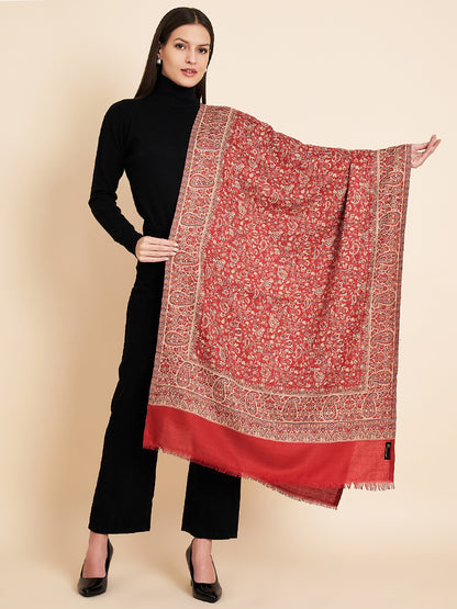 Kani Weave Woven Stole for Women in Paisley Jaal Patterns | Maroon