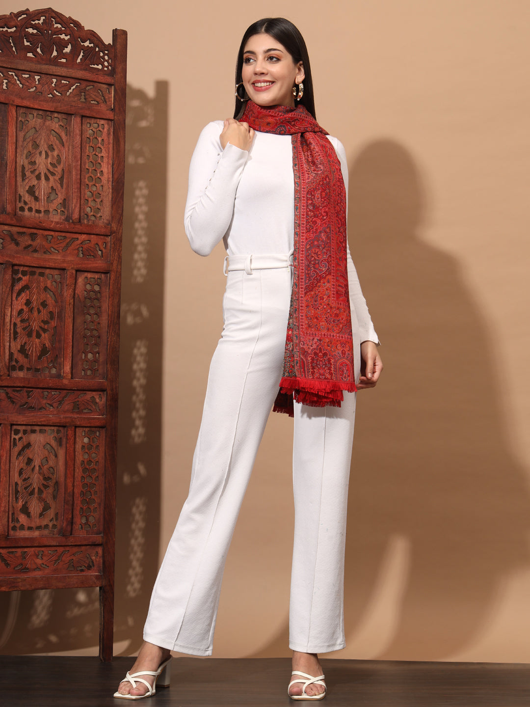 Kani Weave Woven Shawl for Women in Paisley Royal Equisite Patterns | Maroon