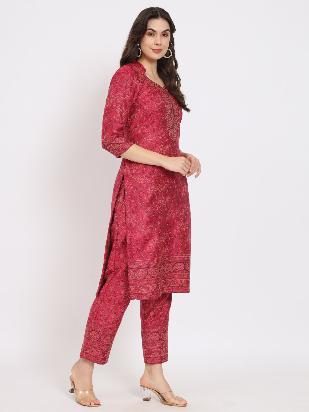 Unstitched Kani Woven Design Suit Dress Material | Pink