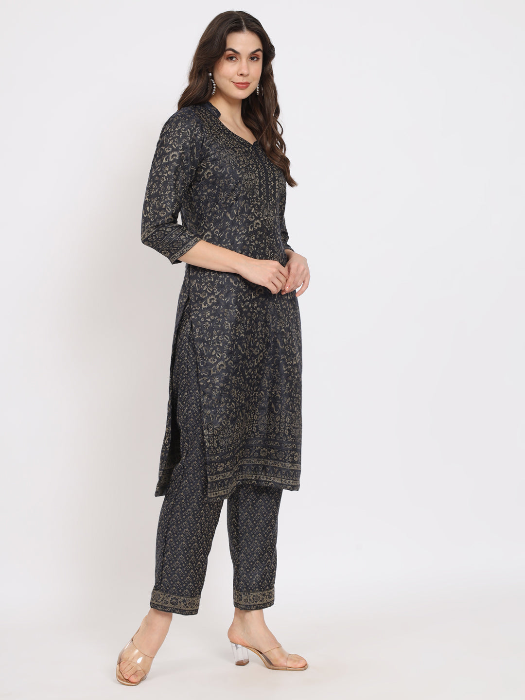 Unstitched Kani Woven Design Suit Dress Material | Navy