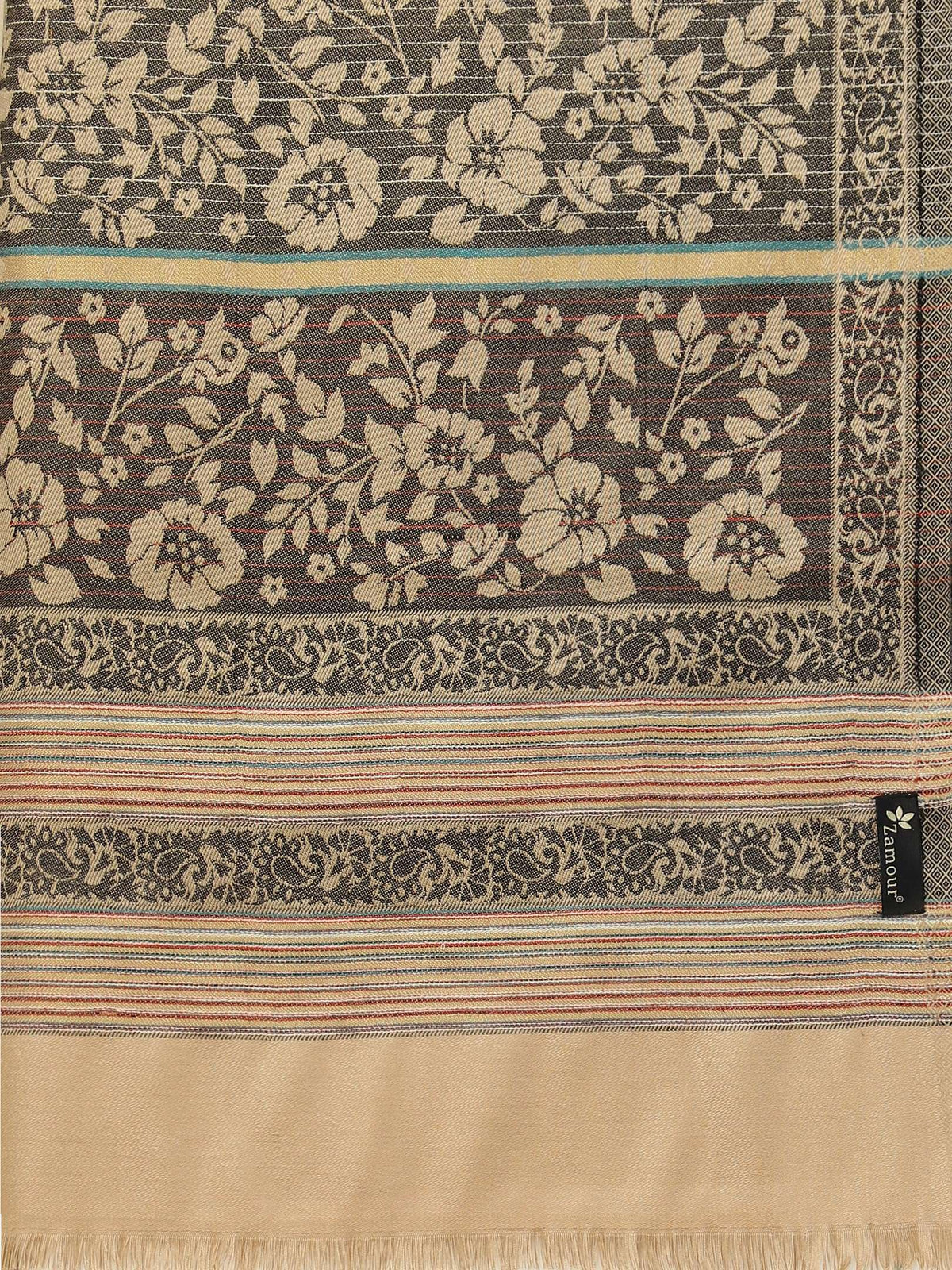 Jacquard Woven Shawl for Men in Floral Patterns | Brown - photo 4