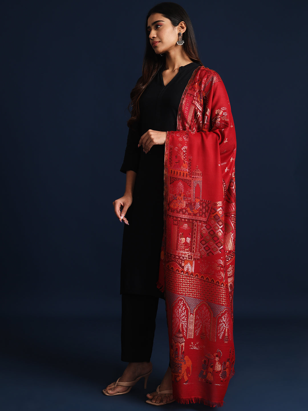 Kani Pure Wool Shawl for Women with Paisley Zari Pattern | Maroon