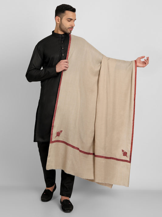 Men's Traditional Wool Lohi with Fine Embroidery | Brown