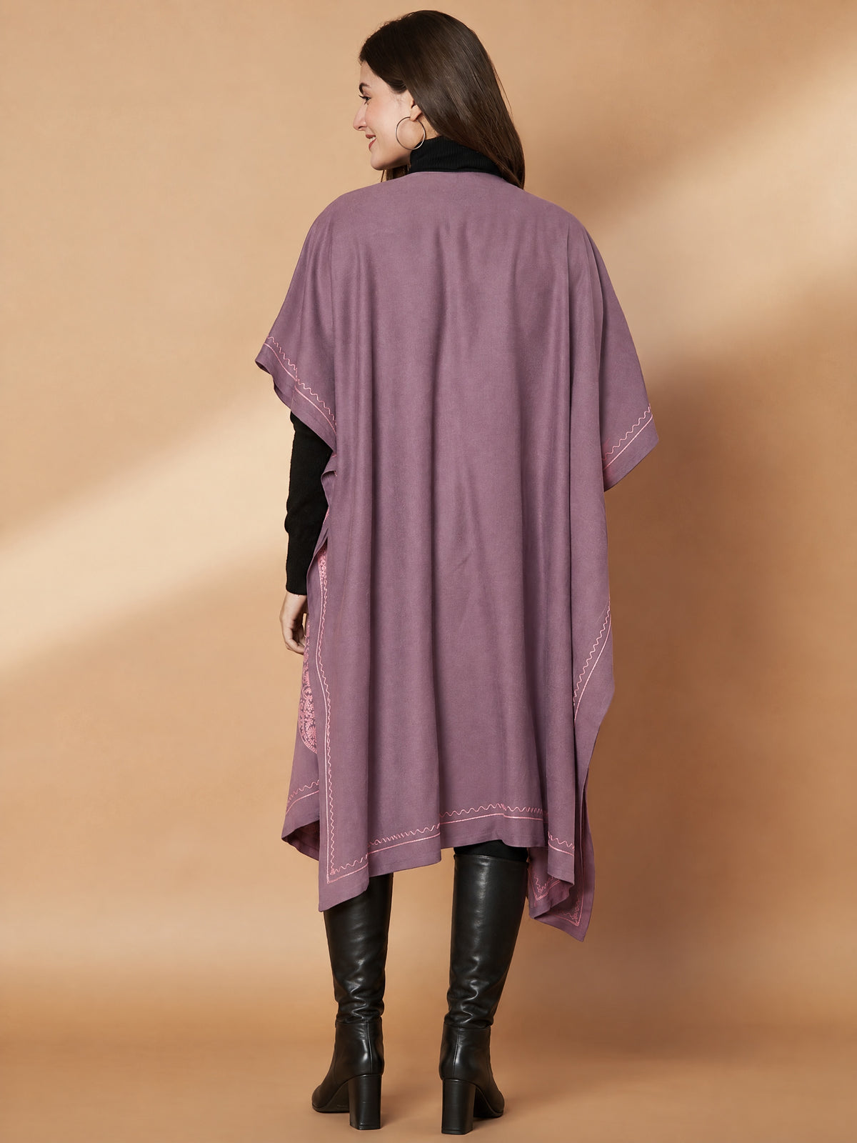 Paisley Embroidery Lavender Pheran Shrug