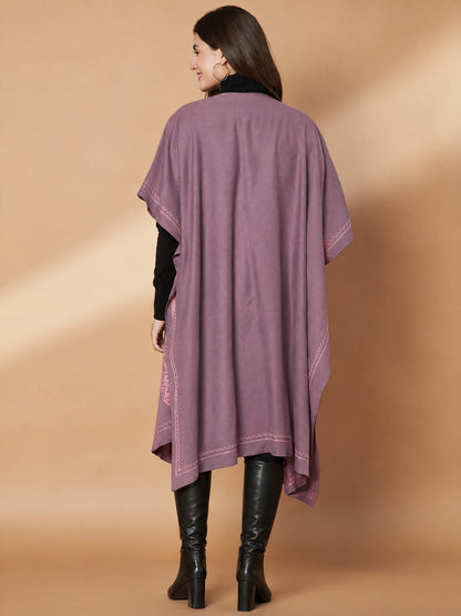 Paisley Embroidery Lavender Pheran Shrug