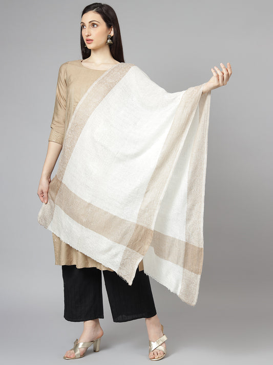 Ultra Soft Fine-Wool Woven Stole For Women | White