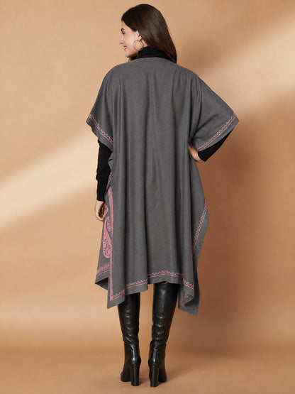 Paisley Embroidery Grey Pheran Shrug