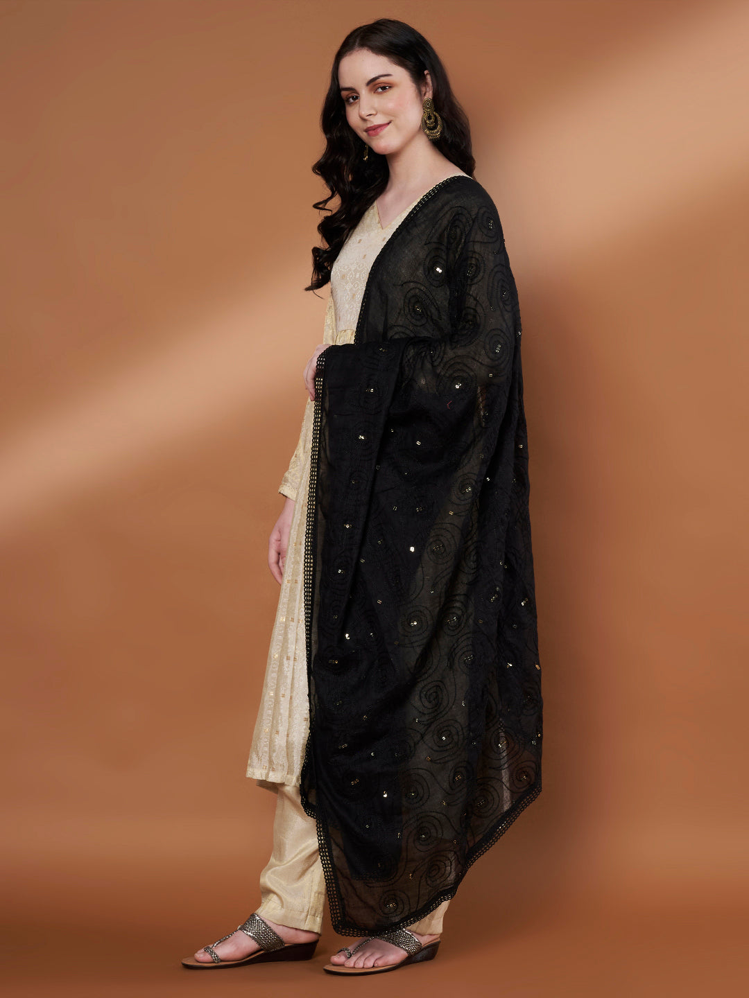 Pure Cotton Sequin Work Dupatta for Women Pack of 2 | White and Black