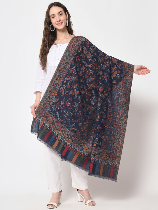 Kani Woven Shawl for Women in Paisley Design Weaving | Blue