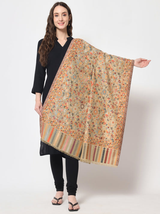Kani Woven Shawl for Women in Paisley Design Weaving | Brown