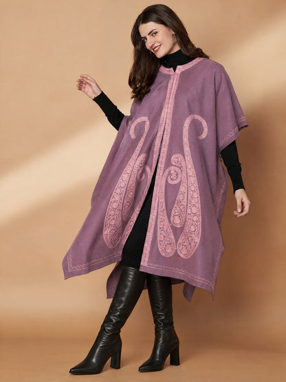Paisley Embroidery Lavender Pheran Shrug