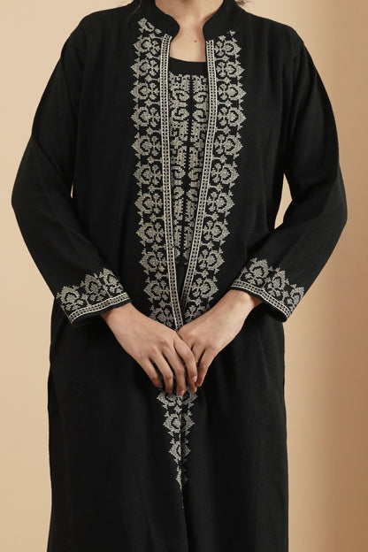 Three-Piece Woolen Knitted Coord Set | Black