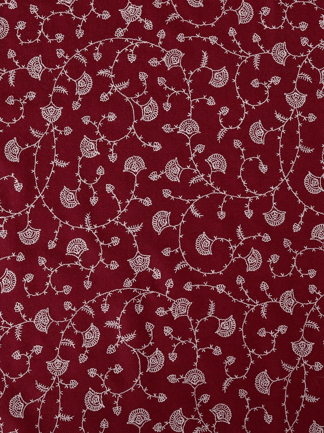 Fine Sozni Jaal Embroidery Kashmiri Wool Shawl for Men | Maroon - photo 4