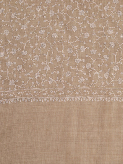 Fine Sozni Jaal Embroidery Kashmiri Wool Shawl for Men | Brown - photo 5