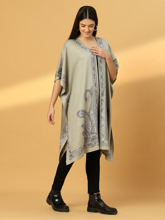 Kashmiri Embroidery Grey Pheran Shrug