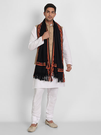 Men's Traditional Kullu Woven Stole | Black