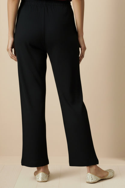 Floral Knitted Aari Embroidery Coord Set | Black