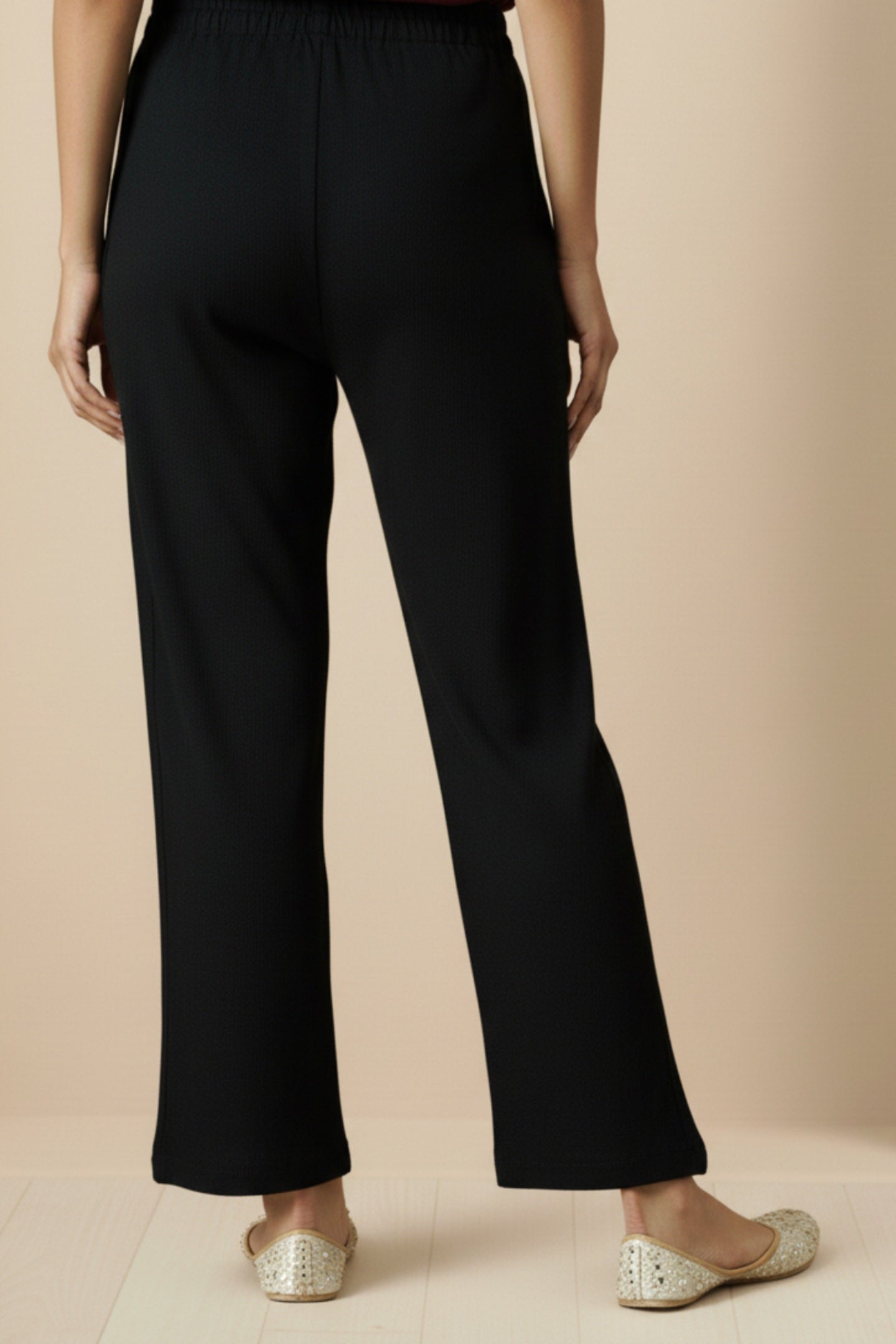 Floral Knitted Aari Embroidery Coord Set | Black