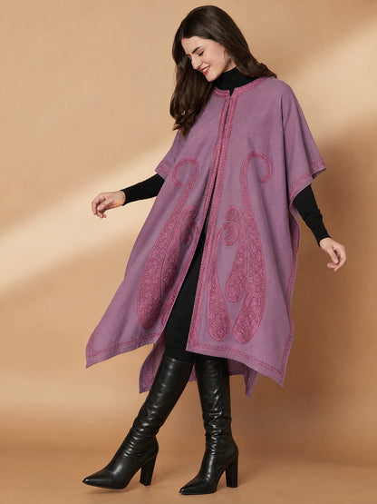 Paisley Embroidery Lavender Pheran Shrug