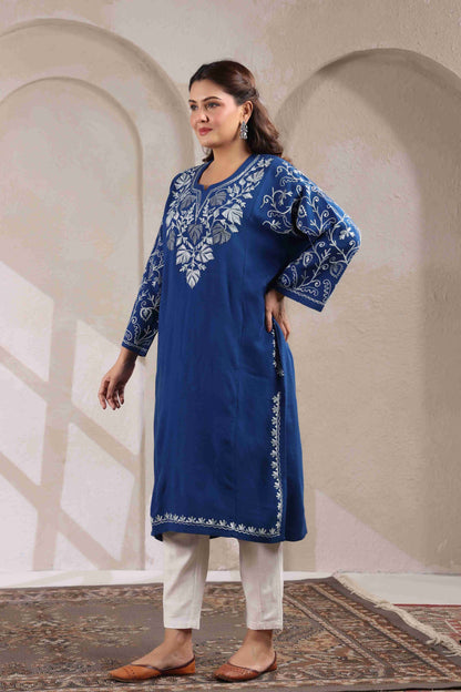 Chinar Embroidery Kashmiri Pheran | Blue