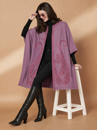 Paisley Embroidery Lavender Pheran Shrug