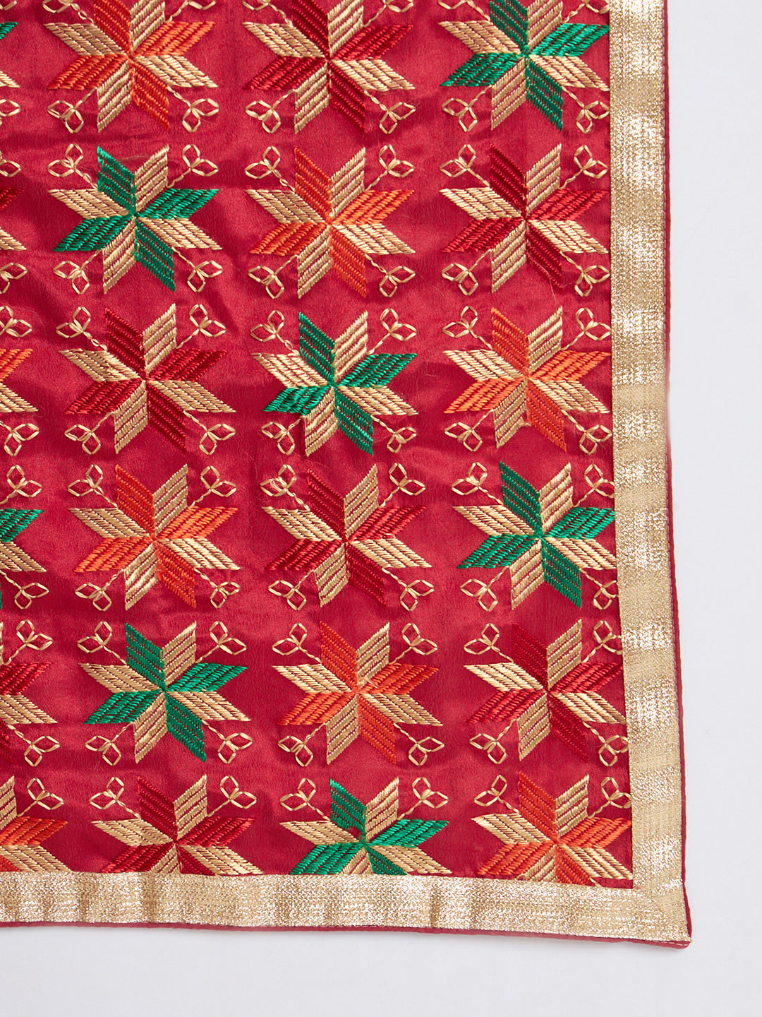 Punjabi Phulkari Dupatta for Men with Heavy Embroidery | Multicolor