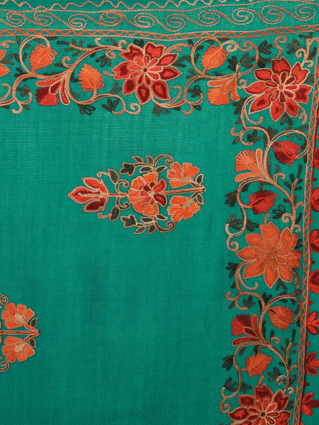 Women Aari Embroidered Stole | Seagreen