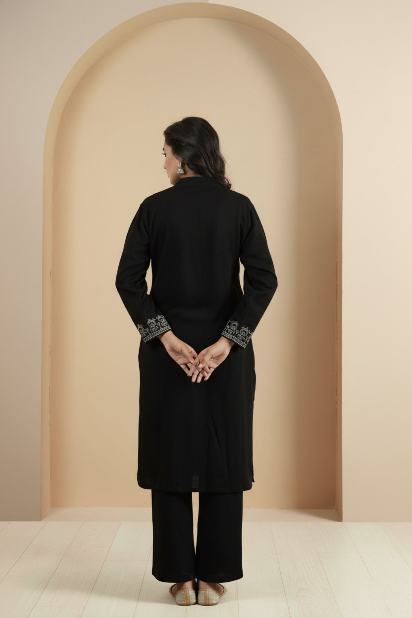 Three-Piece Woolen Knitted Coord Set | Black