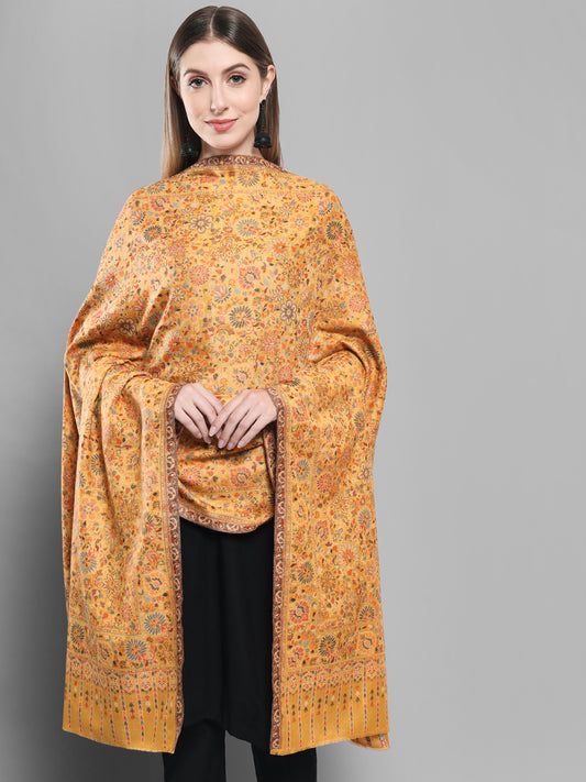 Kani Woven Shawl for Women in Paisley Design Weaving | Mustard