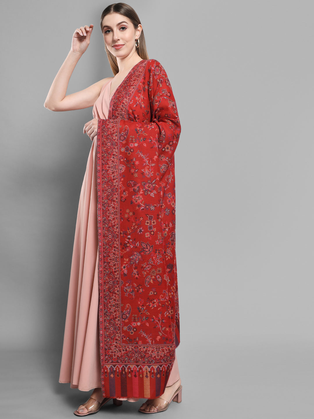 Kani Woven Shawl for Women in Paisley Design Weaving | Maroon