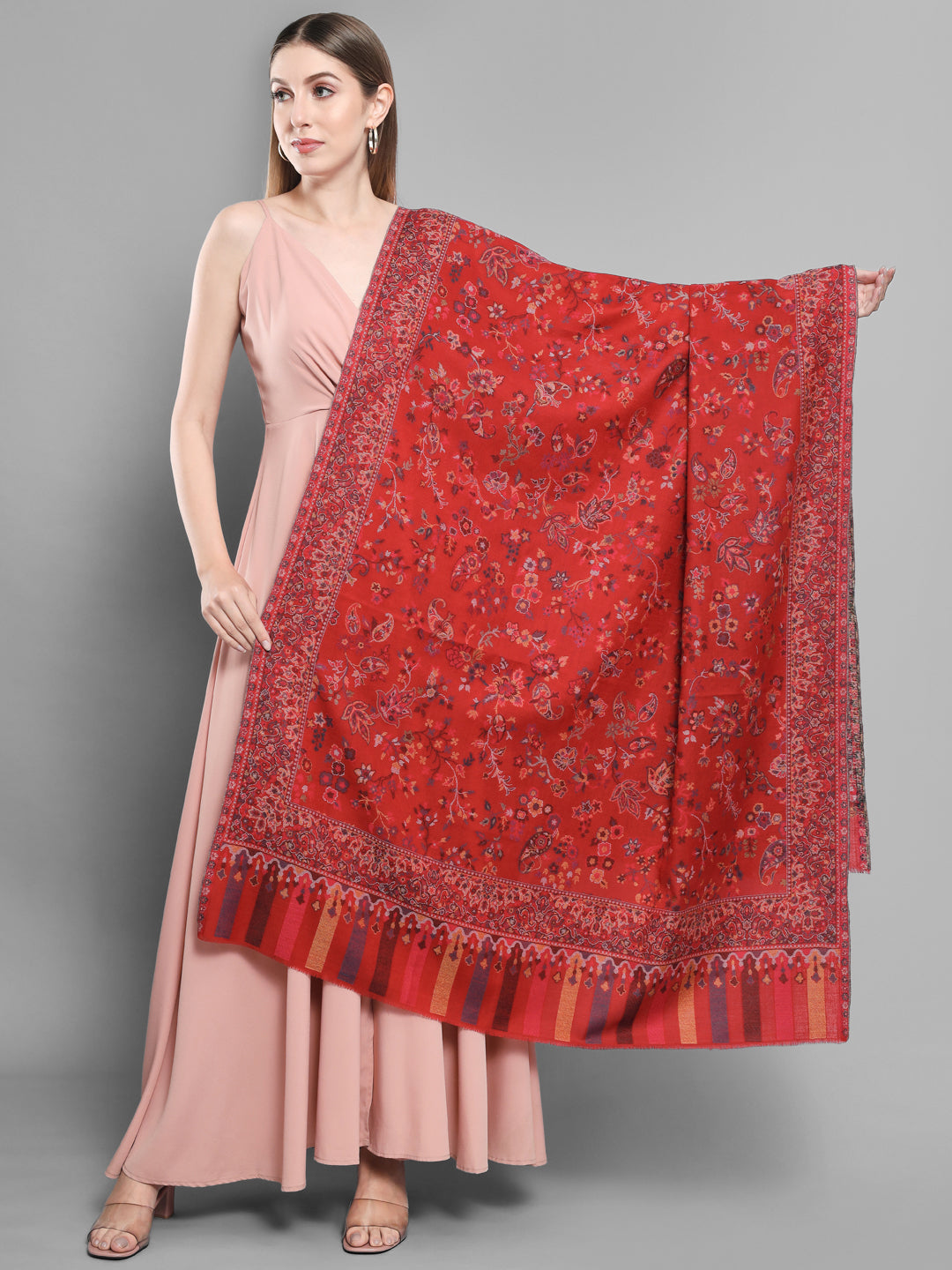Kani Woven Shawl for Women in Paisley Design Weaving | Maroon
