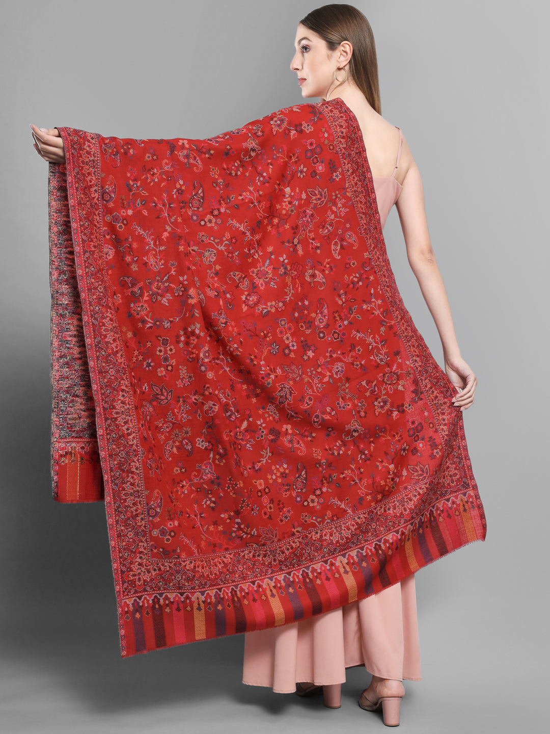 Kani Woven Shawl for Women in Paisley Design Weaving | Maroon