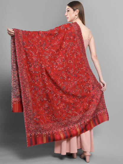 Kani Woven Shawl for Women in Paisley Design Weaving | Maroon