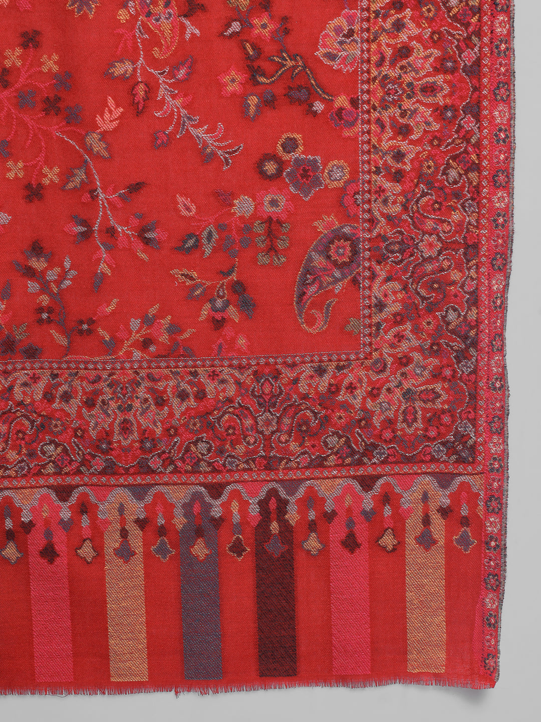 Kani Woven Shawl for Women in Paisley Design Weaving | Maroon