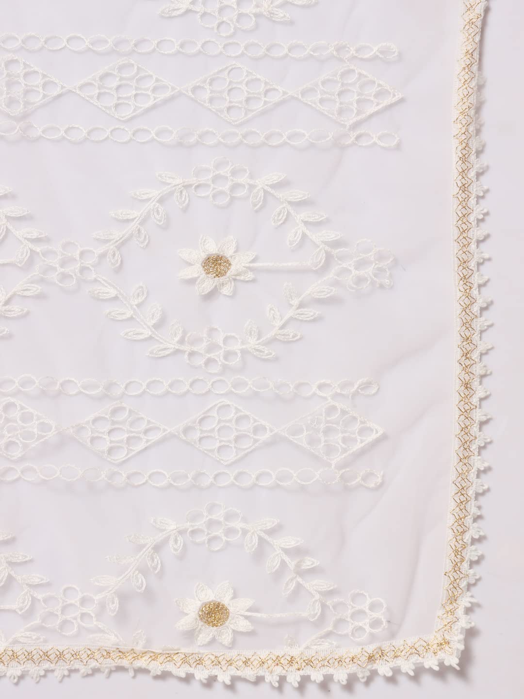 Net Embroidered Dupatta for Men | White - view 5
