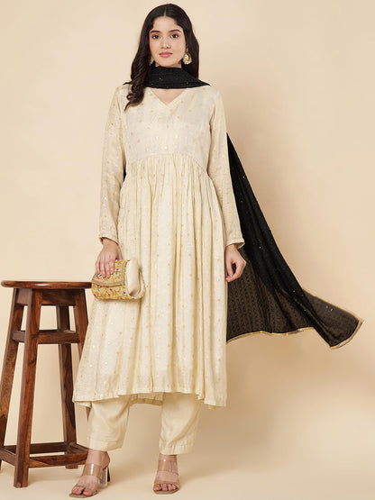 Chanderi Cotton Embroidery Dupatta for Women | Black - view 4