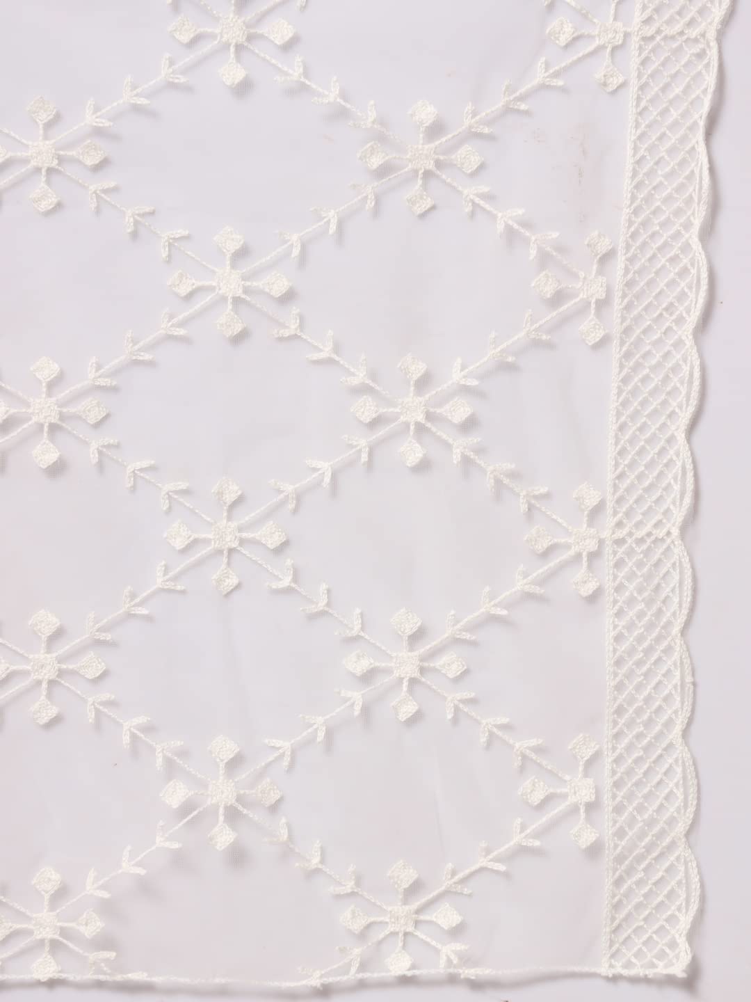 Net Embroidered Dupatta for Men | White - view 5